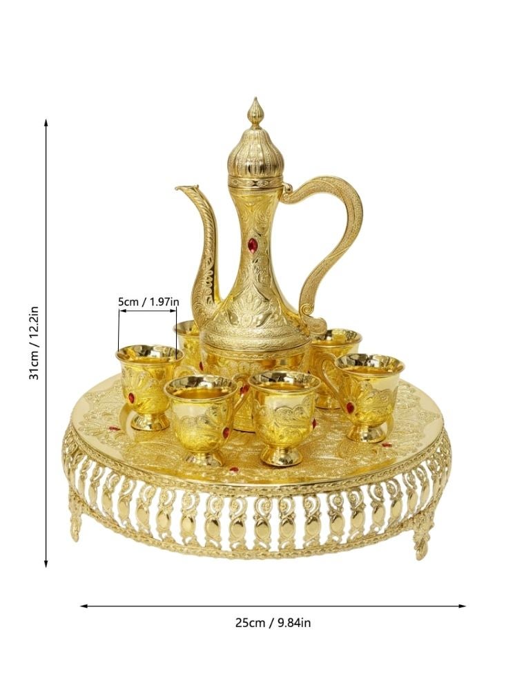 Premium Gold Arabic Dallah Coffee Set with Ornate Tray and Cups - Image 3